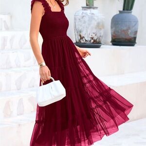 Wine Colored Tulle Nap Dress
